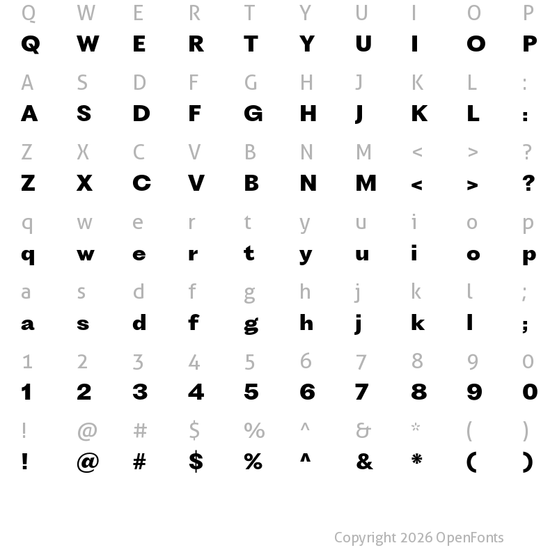 Character Map of PP Fragment Sans ExtraBold