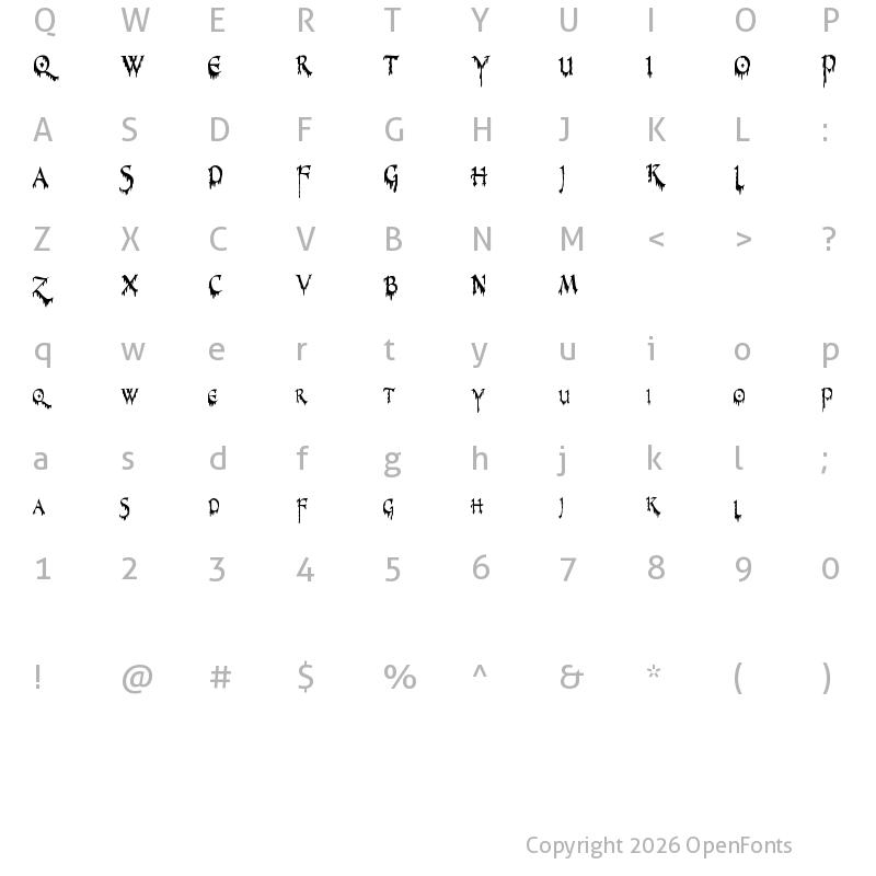 Character Map of PR-Uncial Creepy Narrow Regular