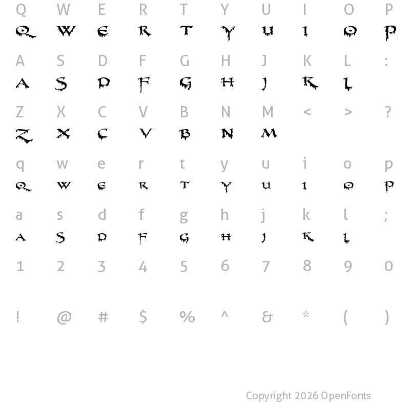 Character Map of PR-Uncial Creepy Regular