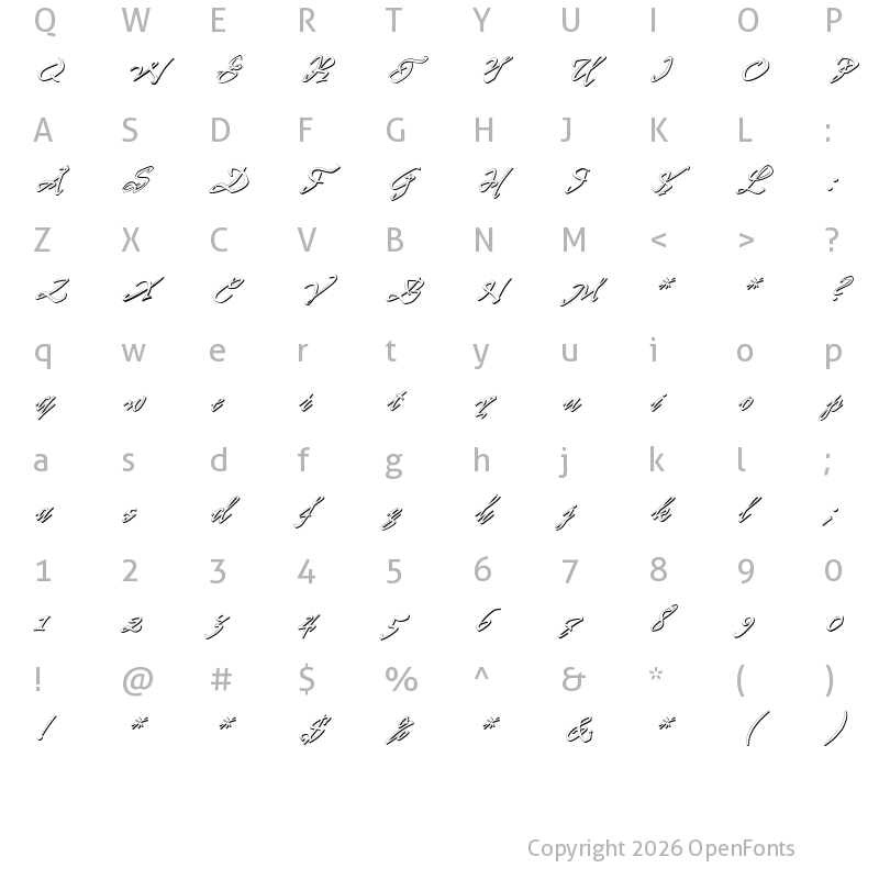 Character Map of PR8 Shadow Cat Regular