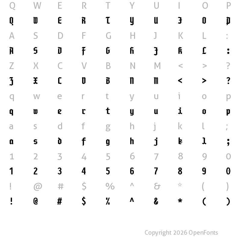 Character Map of PragmataPro Fraktur Bold