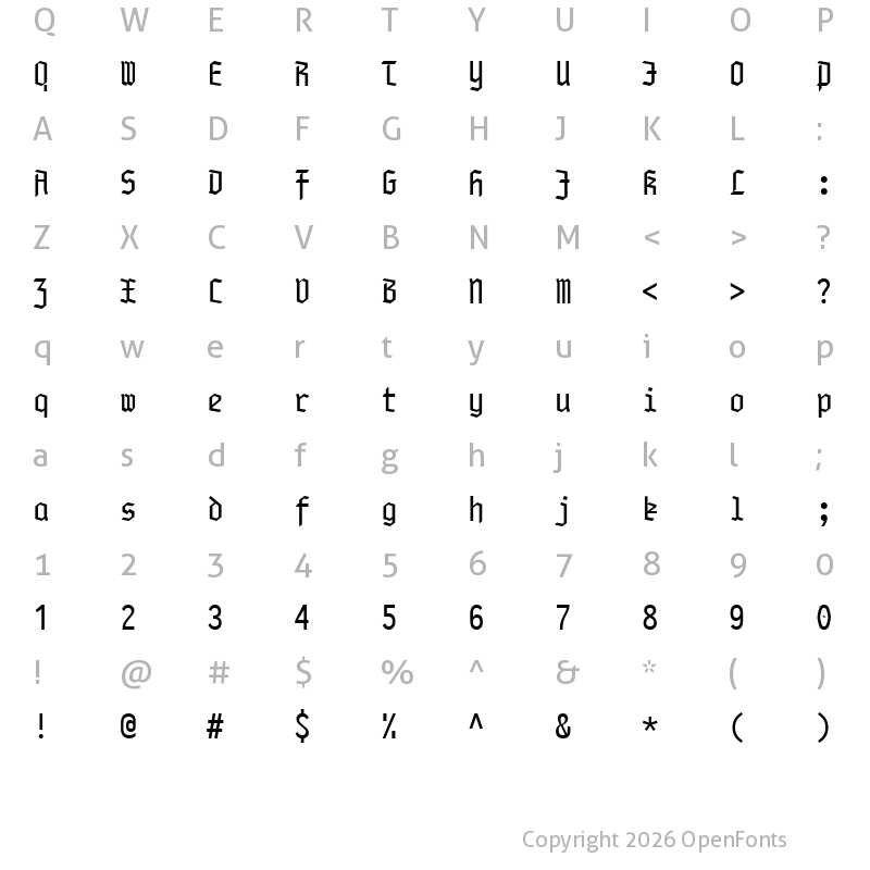 Character Map of PragmataPro Fraktur Regular