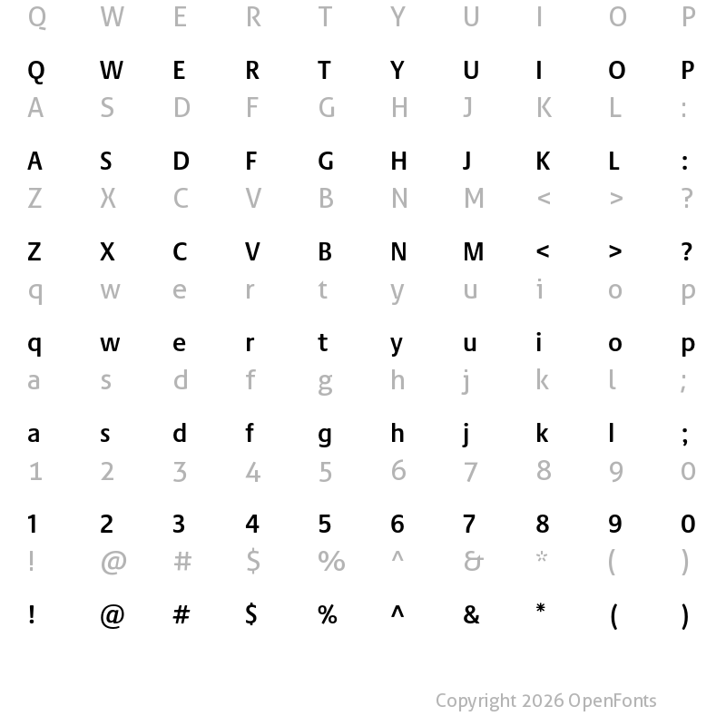 Character Map of Praxis Next SemiBold Condensed