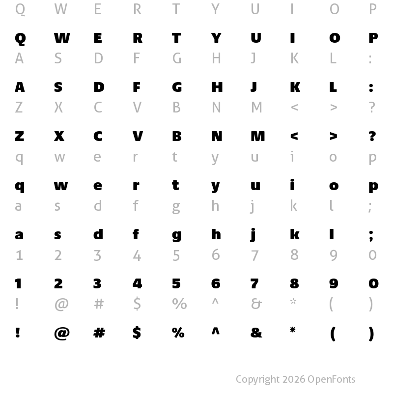Character Map of Praxis Next Ultra Regular