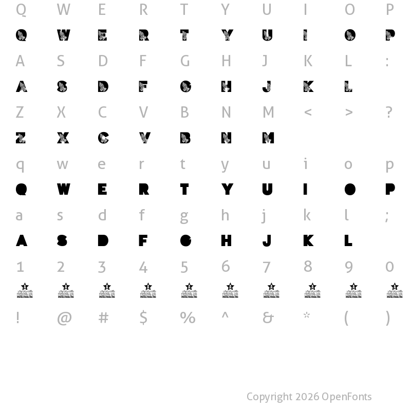 Character Map of PRAYER PERSONAL USE Bold
