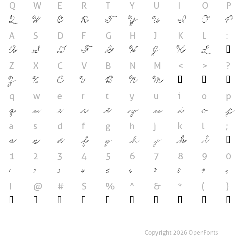 Character Map of Premiers Mots Script