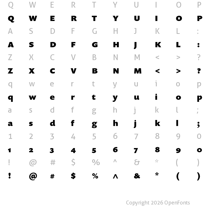 Character Map of Prenton RP Pro Black
