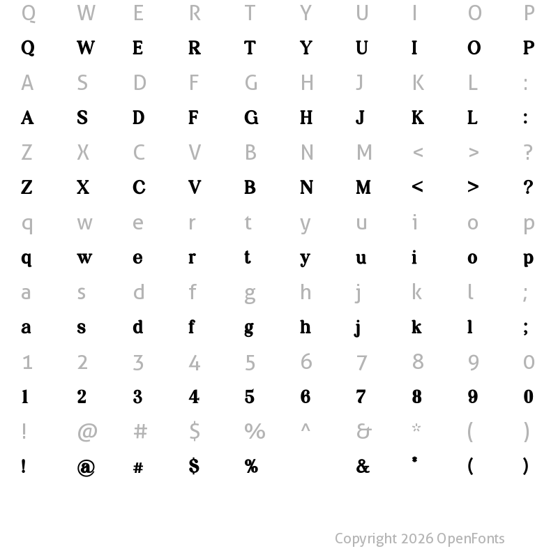 Character Map of Preparatori ExtraBold