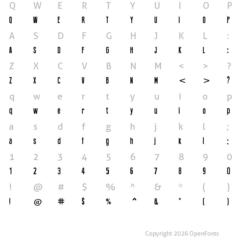 Character Map of Press Feeling Regular