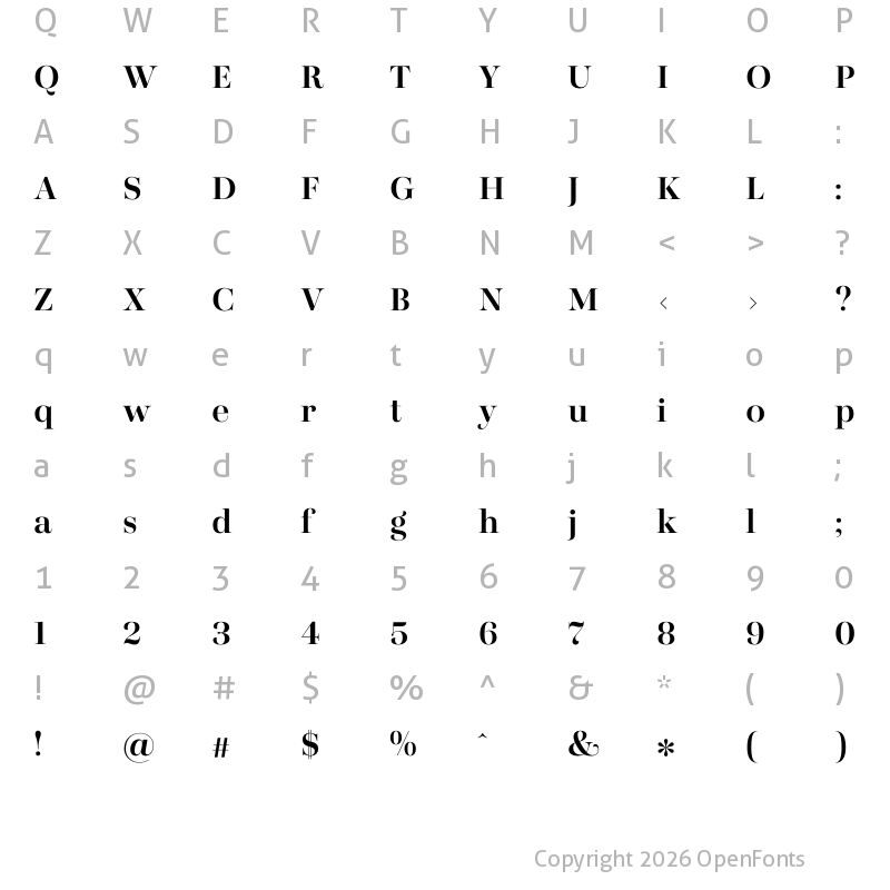 Character Map of Presti Display Semibold