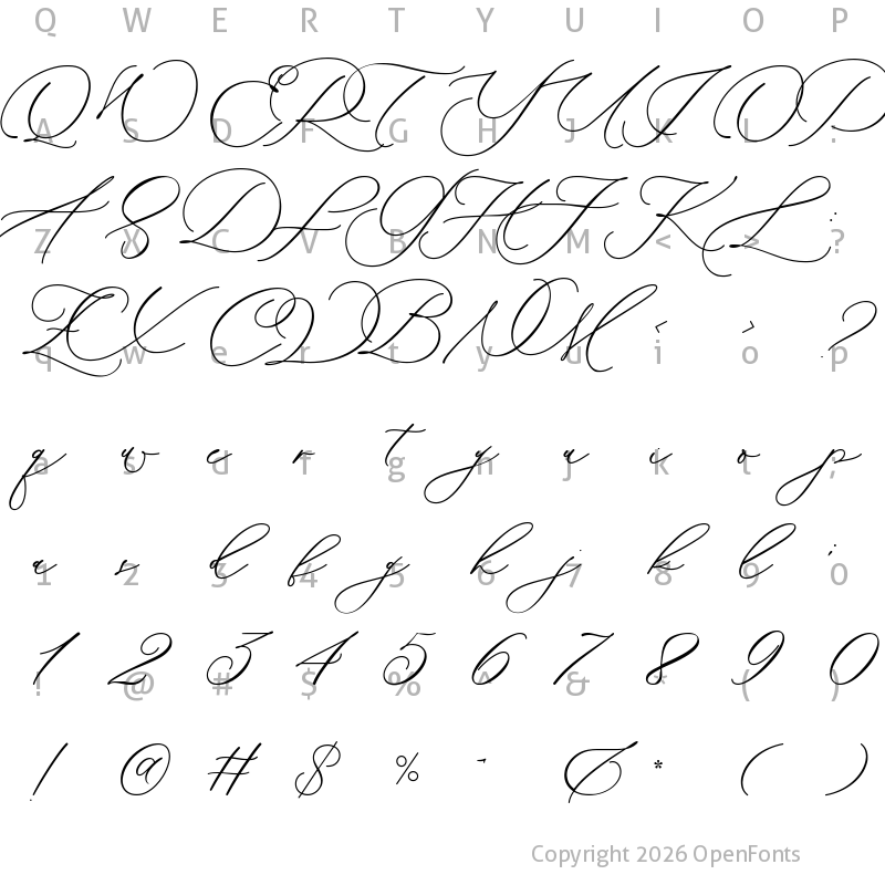 Character Map of Pretty Rose Regular