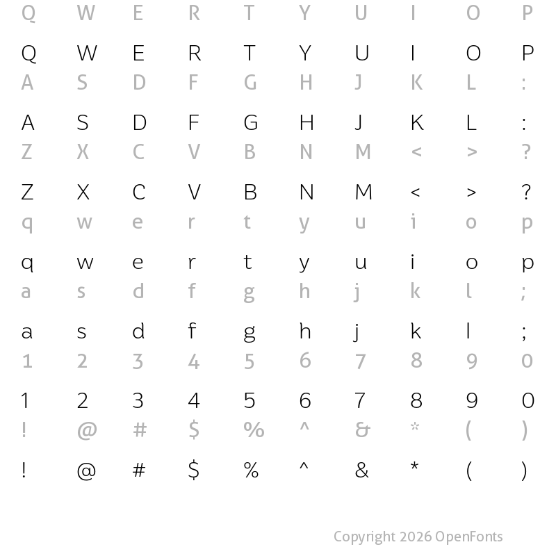 Character Map of Preuksa Light