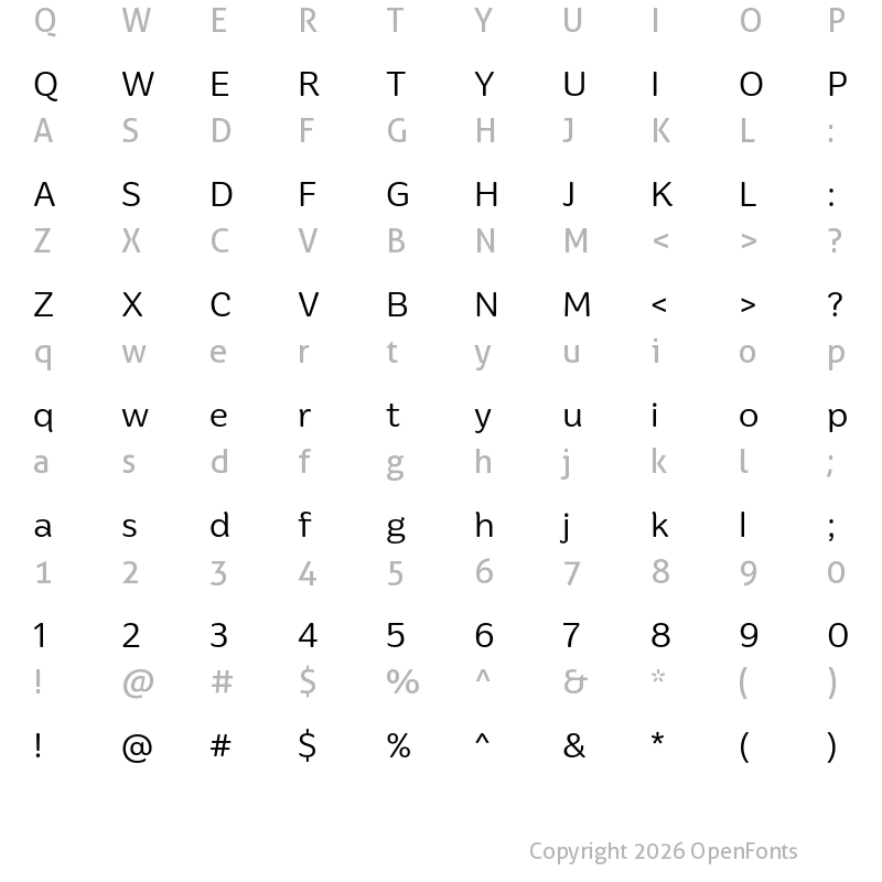 Character Map of Preuksa Regular