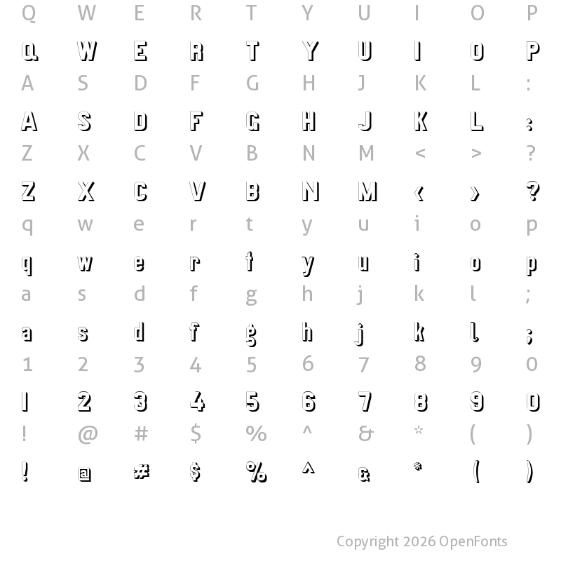 Character Map of Preussische VI 9 Schatten Regular