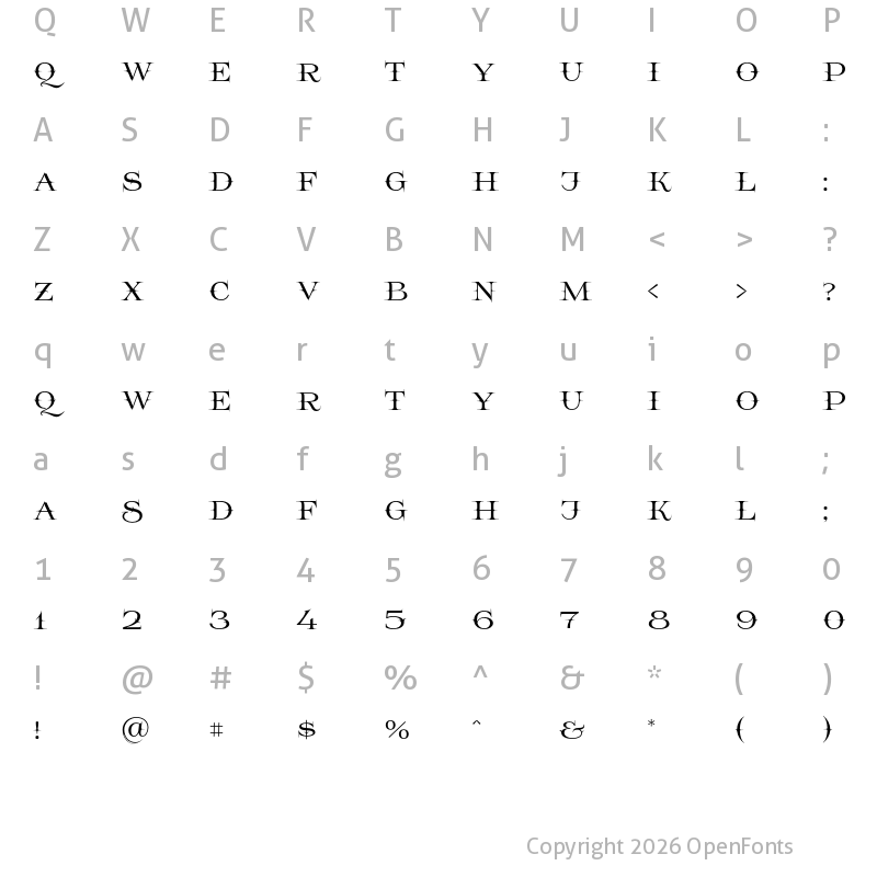 Character Map of Prida65 Regular