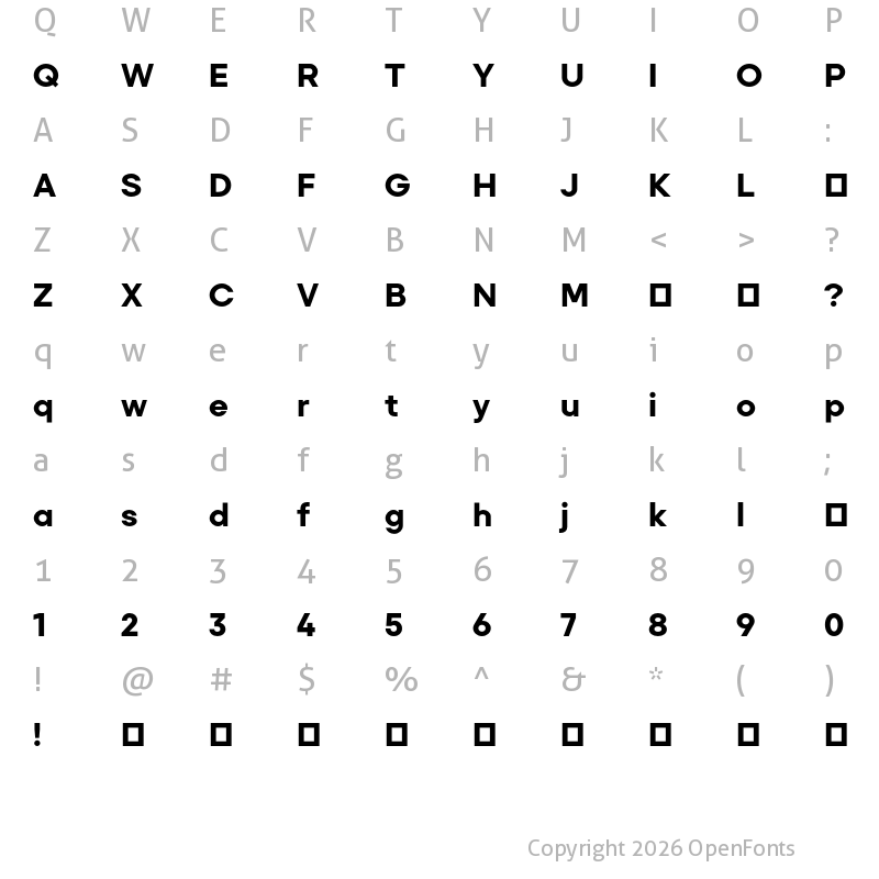 Character Map of Primeform Pro Demo Heavy
