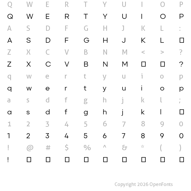 Character Map of Primeform Pro Demo Regular