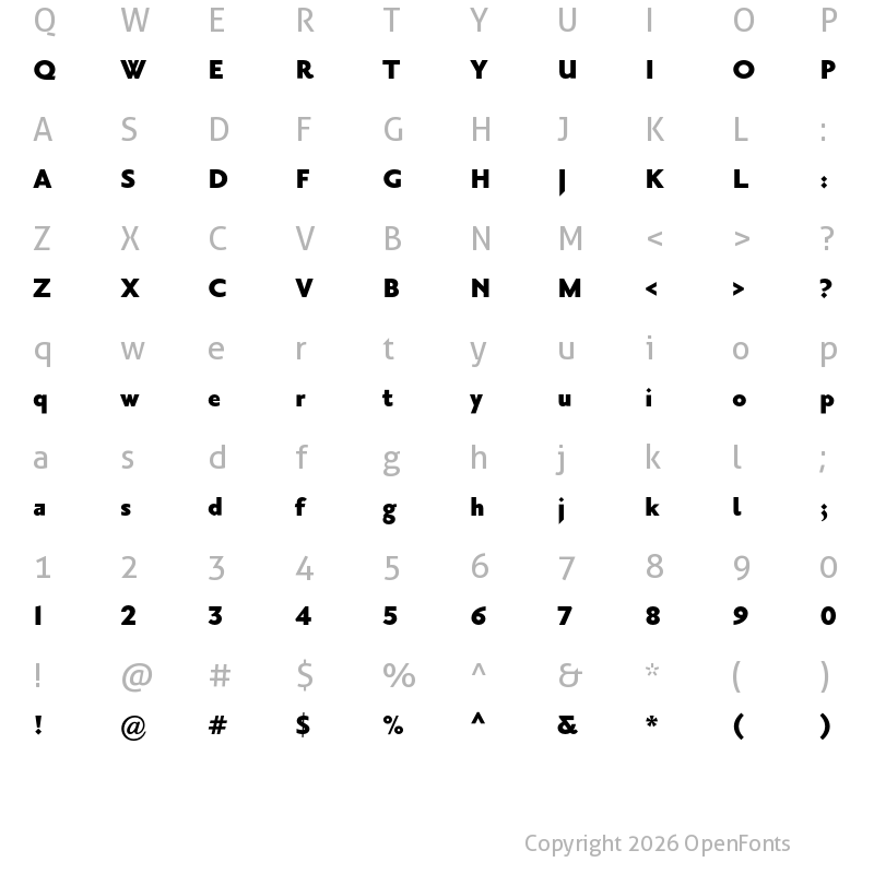 Character Map of Priori Sans OT Black