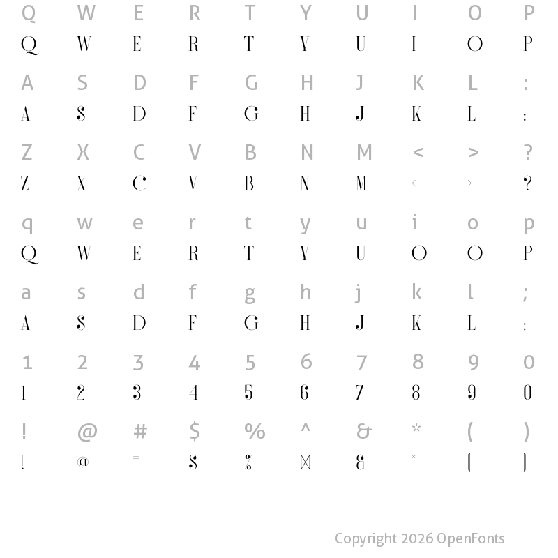 Character Map of Priscilla Regular