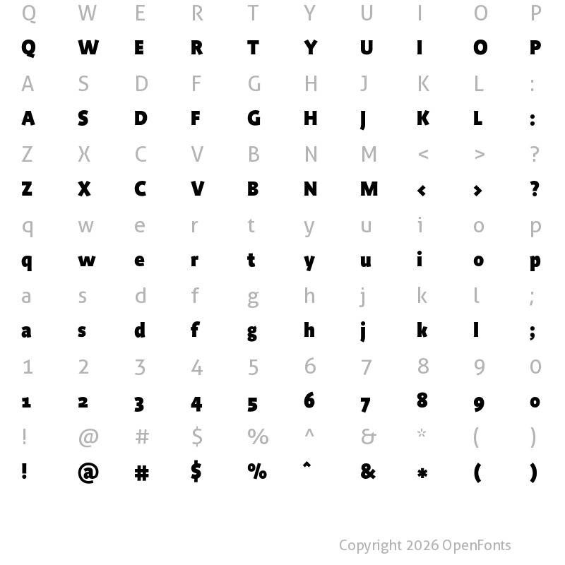 Character Map of Productus Black