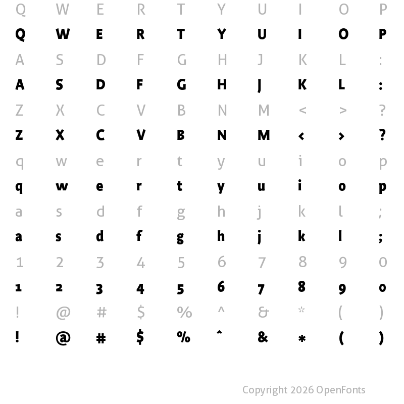 Character Map of Productus Bold