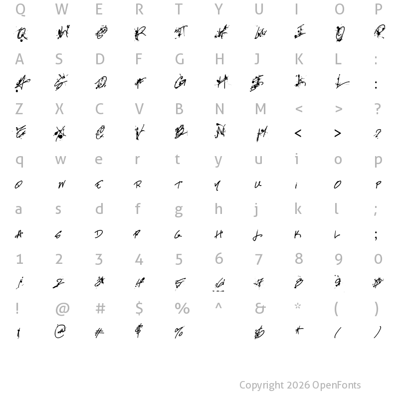 Character Map of Professional Muse Regular