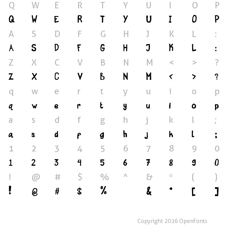 Character Map of Proffalice Handwrite Regular