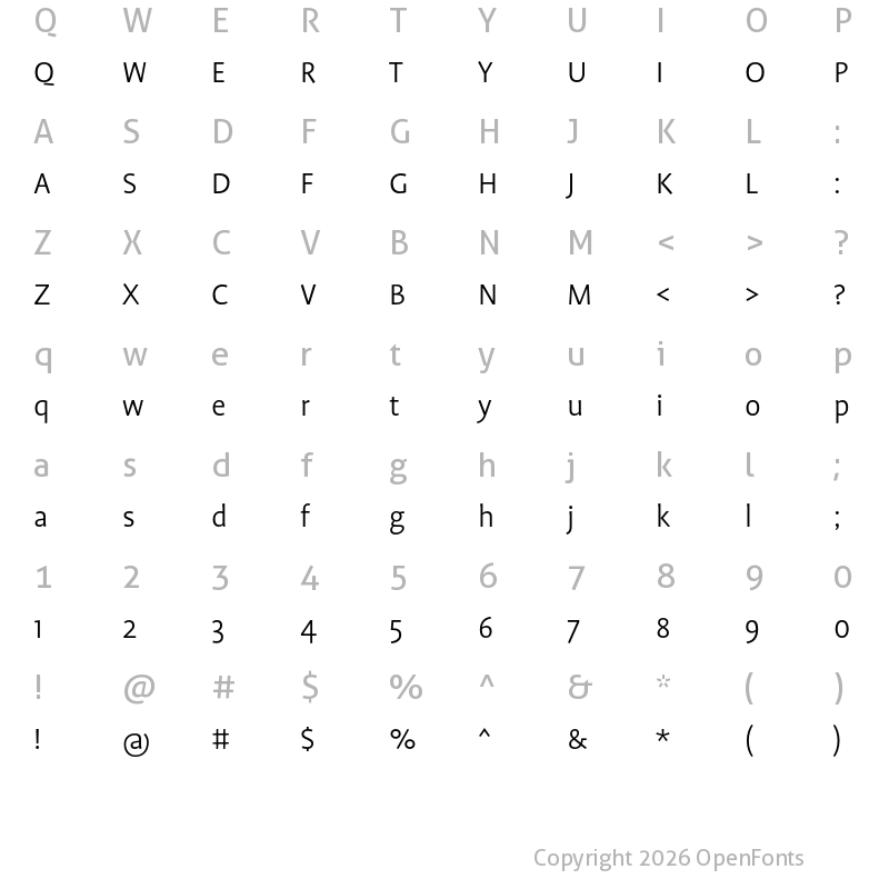 Character Map of Profile Pro Light