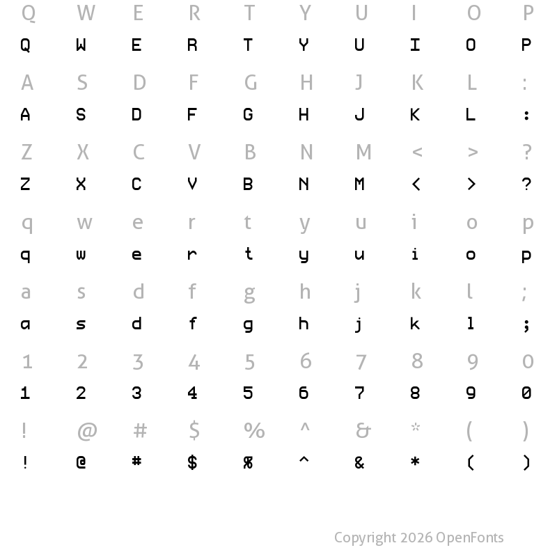 Character Map of ProFontWindows Regular