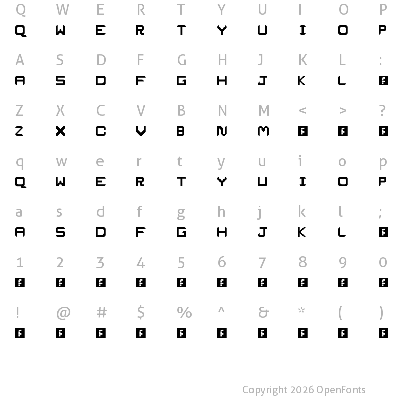Character Map of ProJecT Regular