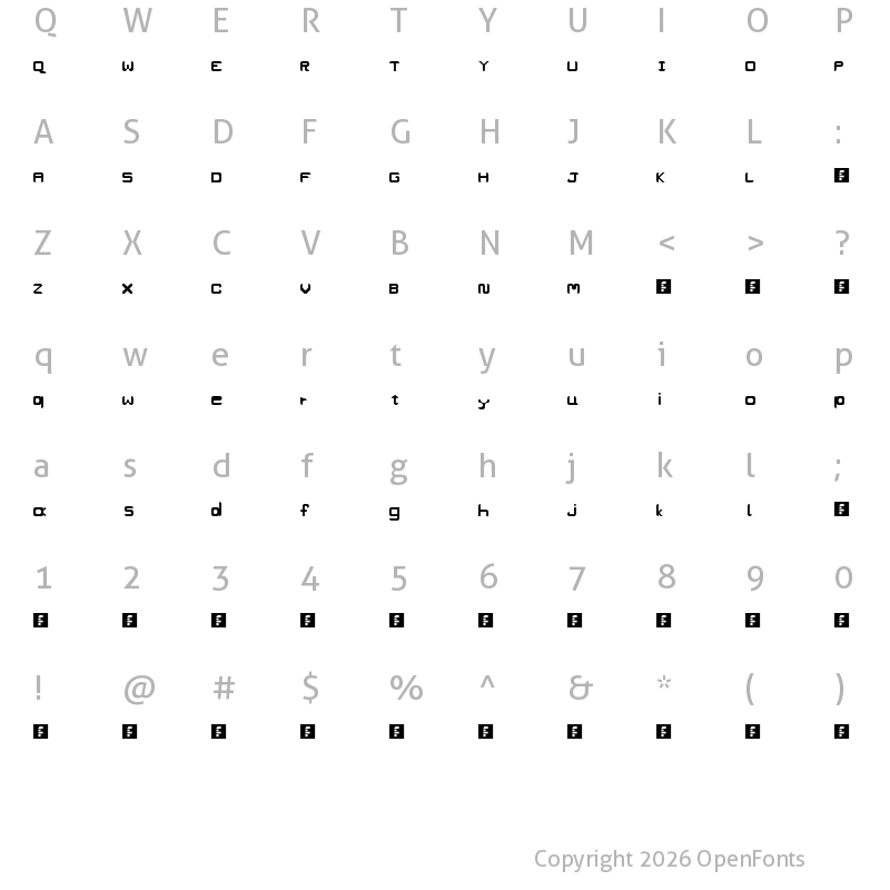 Character Map of ProJecT's Goodies Regular