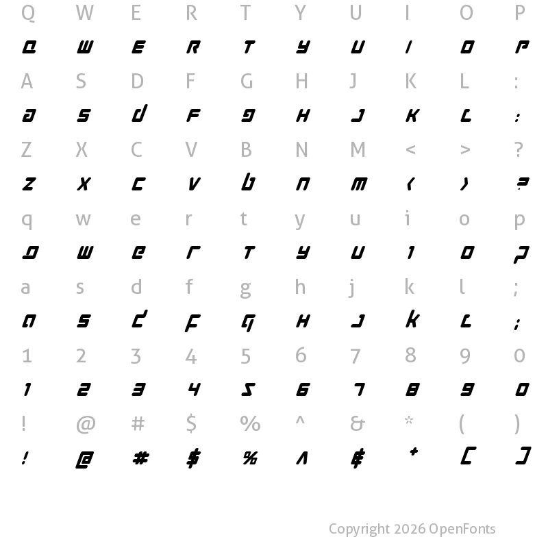 Character Map of Prokofiev Bold Italic Bold Italic