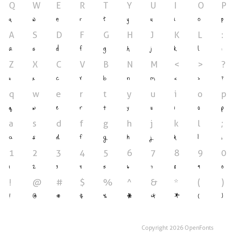 Character Map of Promised Freedom Regular