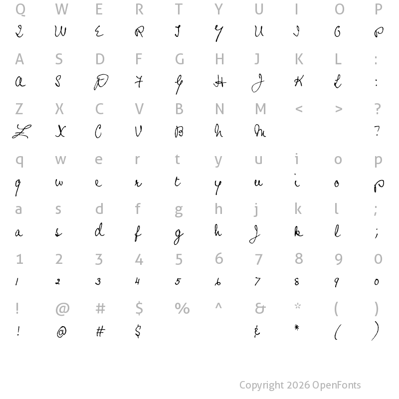 Character Map of Prophecy Script Regular