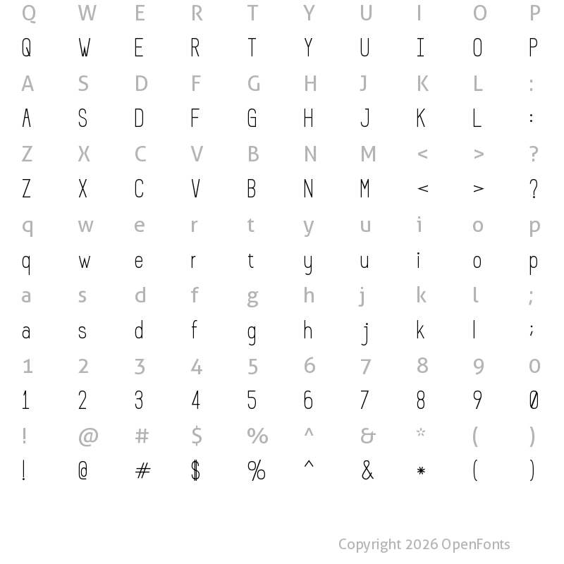 Character Map of Prosciutto Sansish Regular