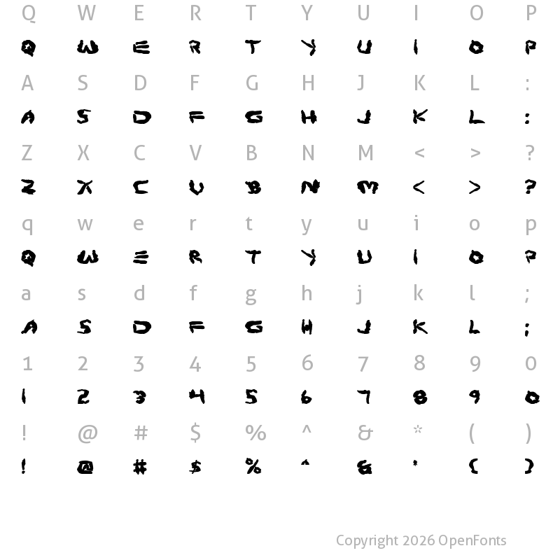 Character Map of Protoplasm Bold Bold