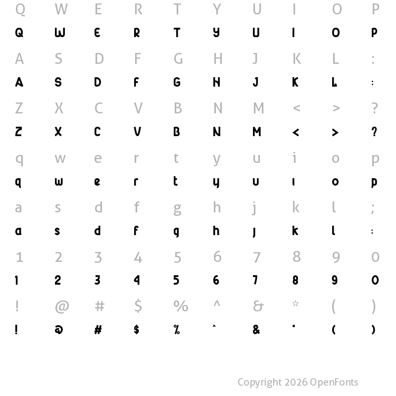 Character Map of Proudly Bold