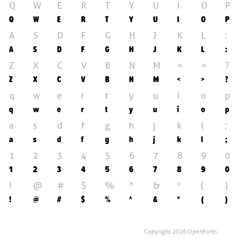 Character Map of Proxima Soft Extra Condensed Black