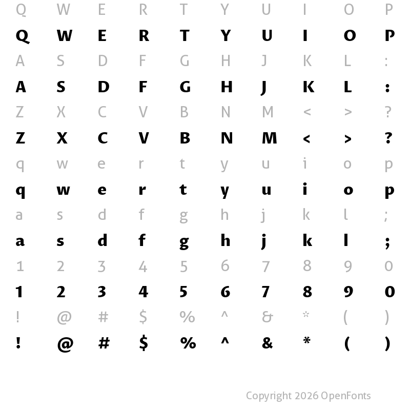 Character Map of Proza Libre ExtraBold