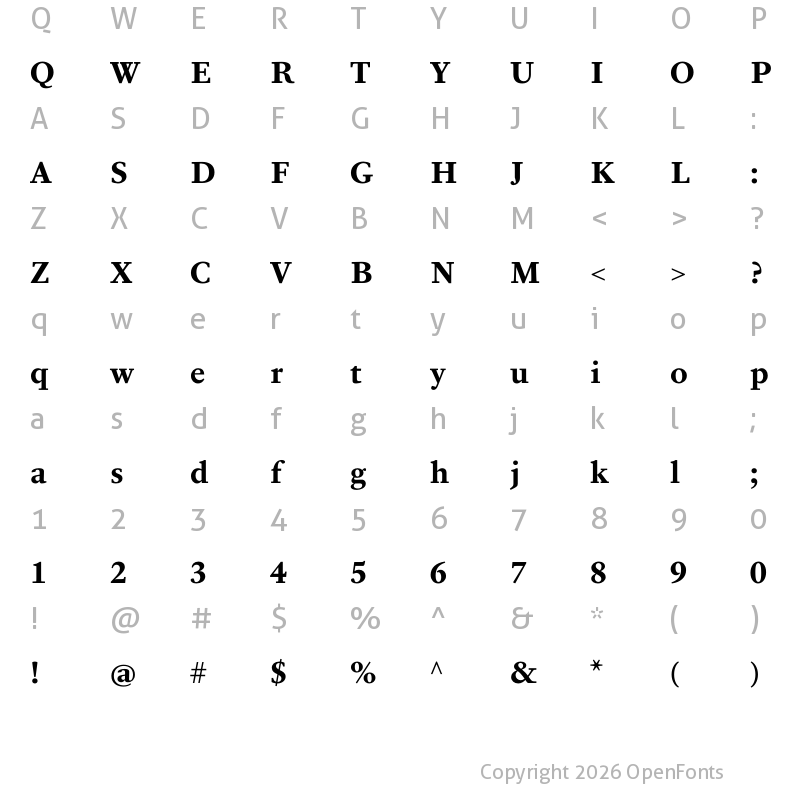 Character Map of PSFournier Std Petit Bold
