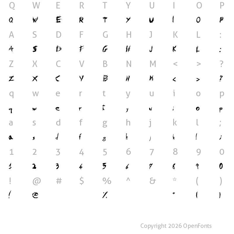 Character Map of Psychotika Regular