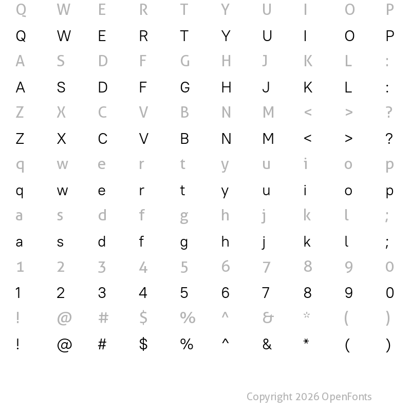 Character Map of PT Root UI Regular