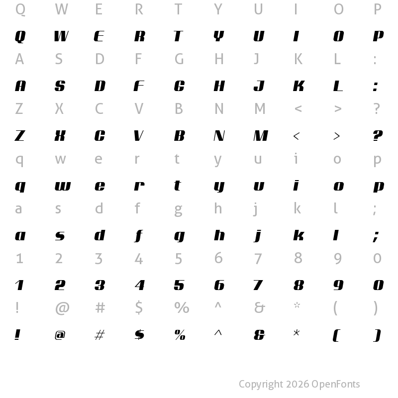 Character Map of Ptarmigan Italic