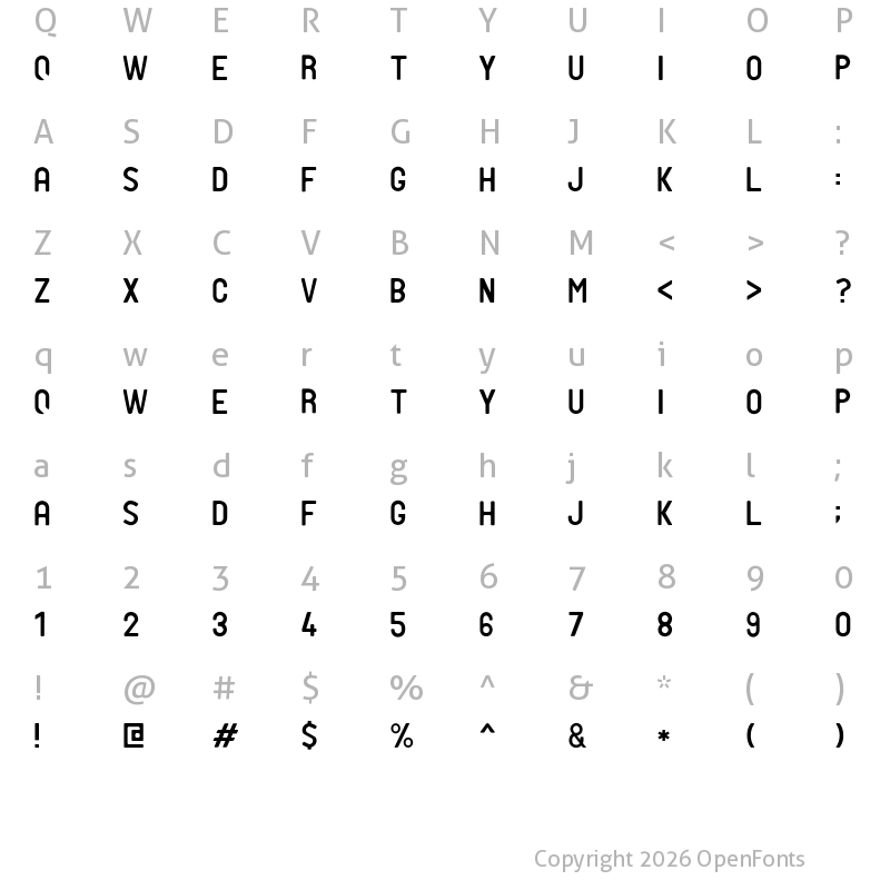 Character Map of PTF NORDIC Rnd Lt Normal