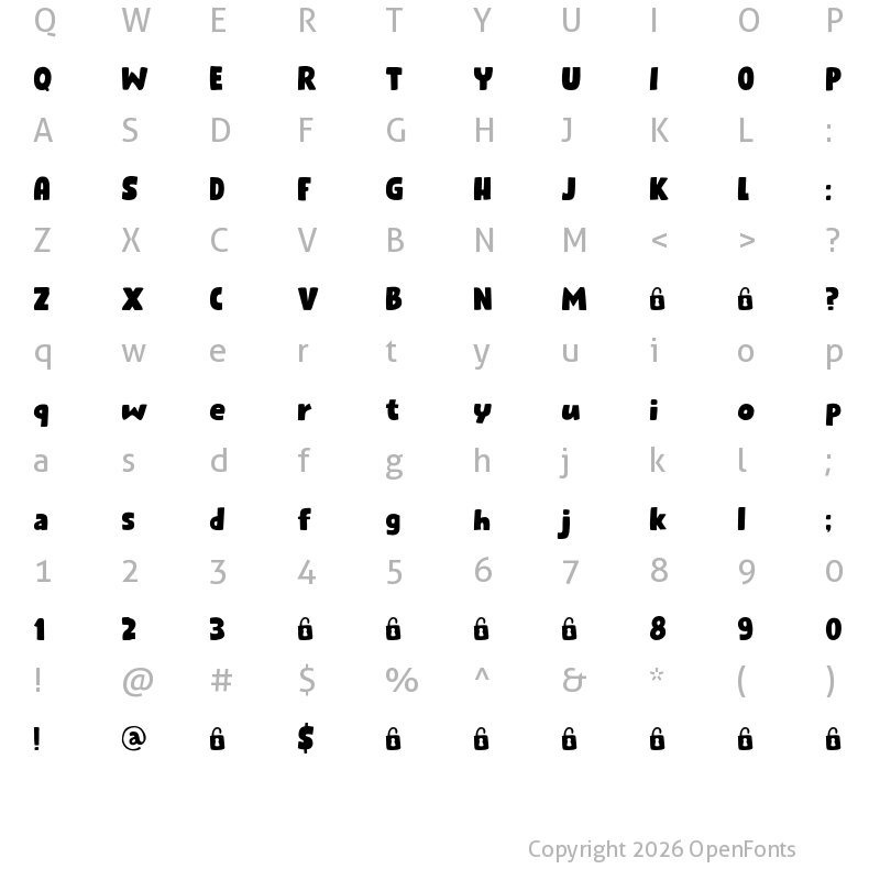 Character Map of Public Secret DEMO Regular