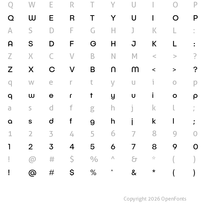 Character Map of Publica Play Regular