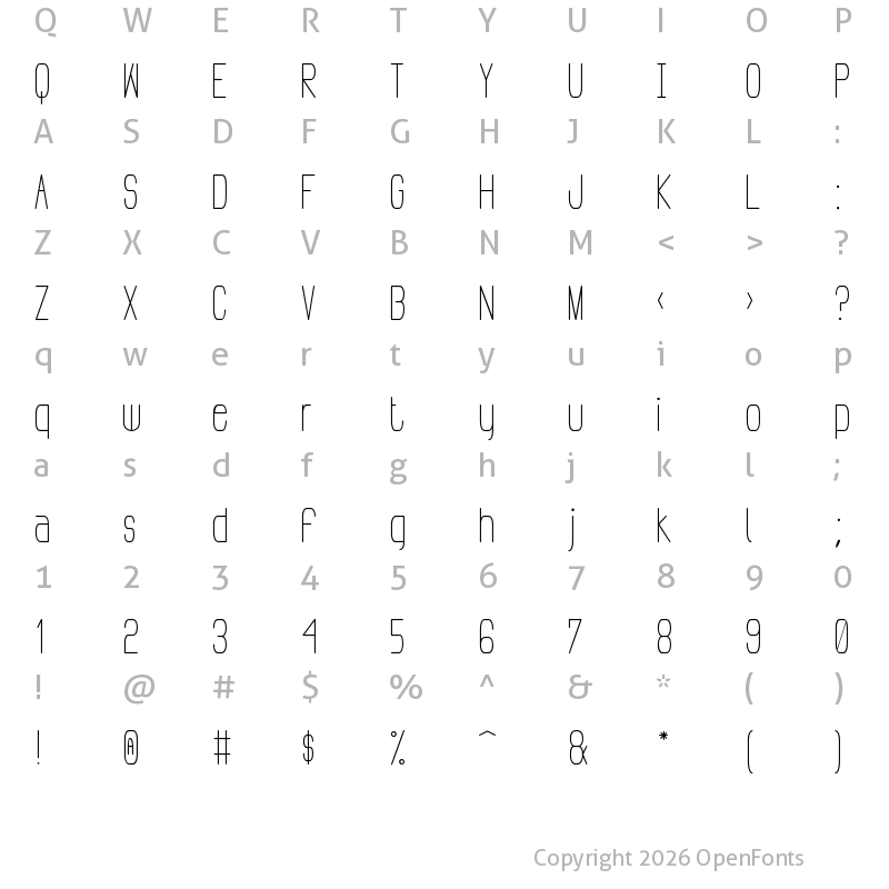 Character Map of Pudahuel Sans Regular