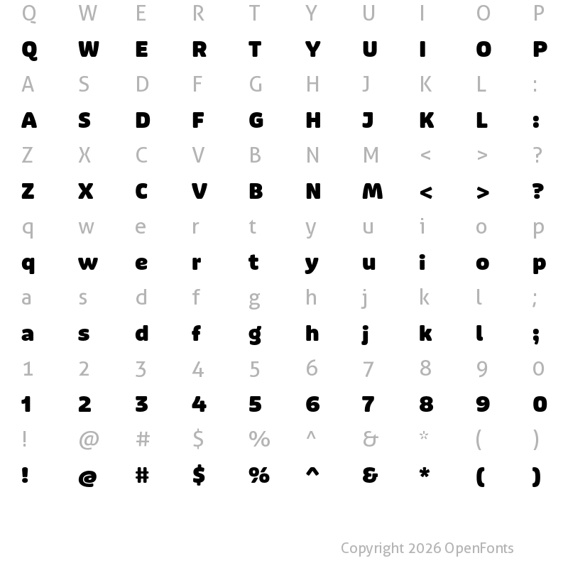 Character Map of Puffin Display Soft Black