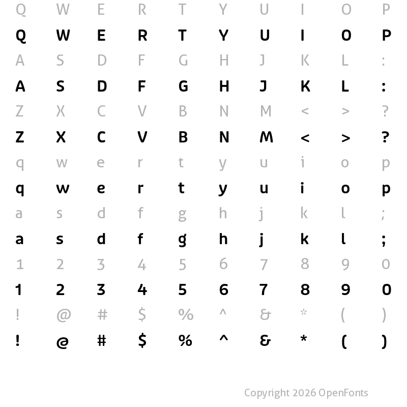 Character Map of Puffin Display Soft SemiBold