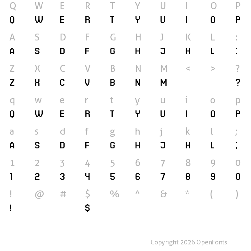 Character Map of Pukey Regular
